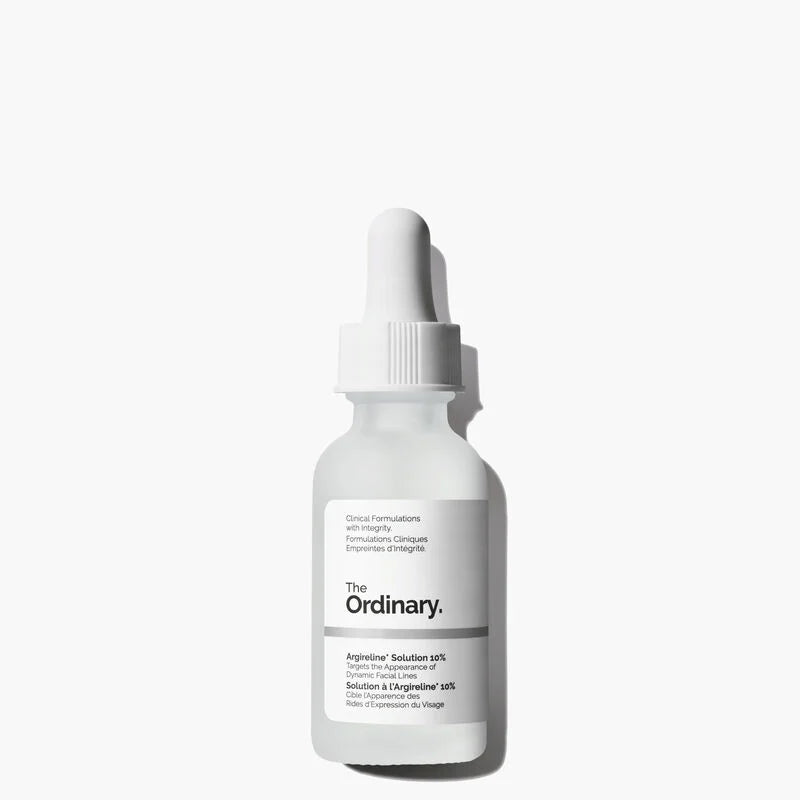 The Ordinary Argireline Solution 10% 30ml bottle for targeted treatment of dynamic forehead and eye lines - Official US Edition.