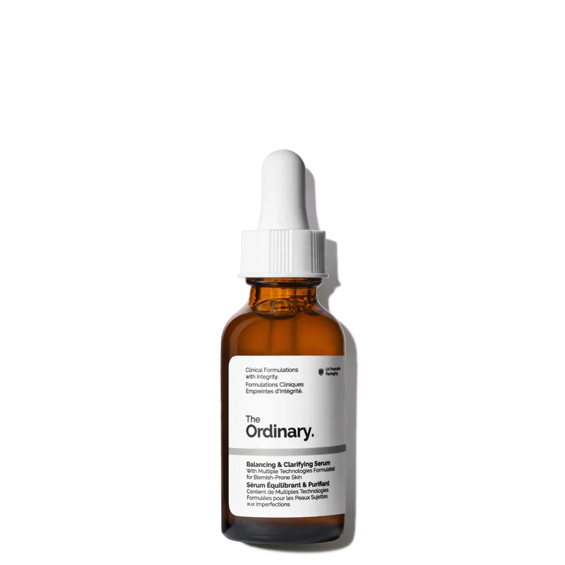 The Ordinary Balancing & Clarifying Serum 30ml bottle for multi-active pore refinement and shine control - Official US Edition.