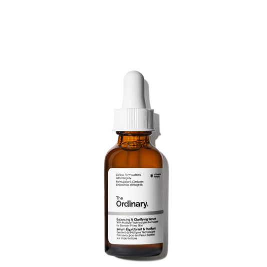 The Ordinary Balancing & Clarifying Serum 30ml bottle for multi-active pore refinement and shine control - Official US Edition.