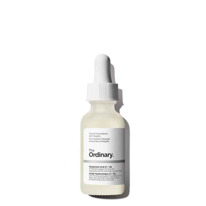 The Ordinary Hyaluronic Acid 2% + B5 (Reformulated) 30ml bottle for multi-depth hydration and barrier support with ceramides - Official US Edition.