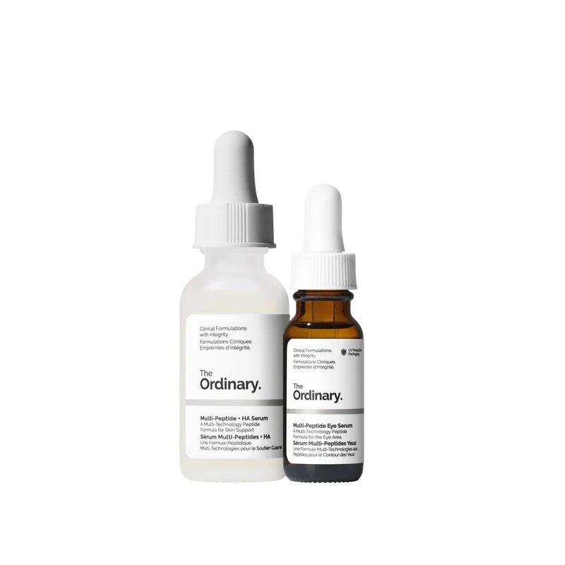 The Ordinary The Multi-Peptide Collection advanced face and eye duo including Multi-Peptide + HA and Multi-Peptide Eye Serum - Official US Edition.