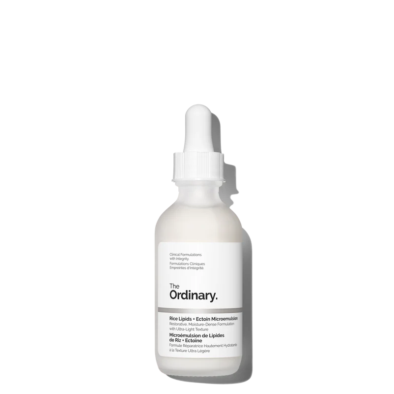 The Ordinary Rice Lipids + Ectoin Microemulsion 30mL bottle for 24-hour soothing and advanced barrier support - Official US Edition.