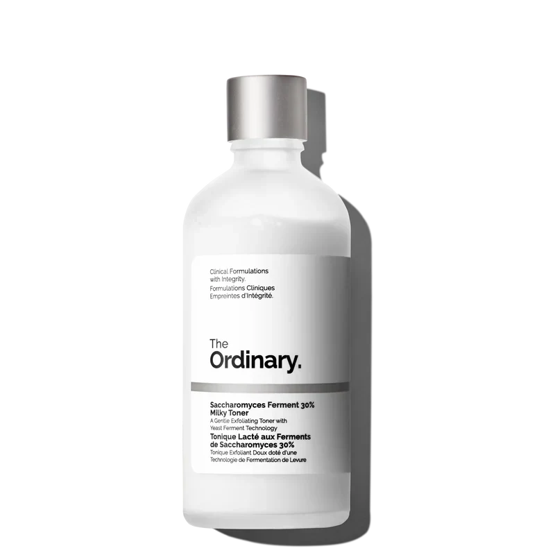 The Ordinary Saccharomyces Ferment 30% Milky Toner 100mL bottle for gentle non-acid exfoliation and barrier support - Official US Edition.