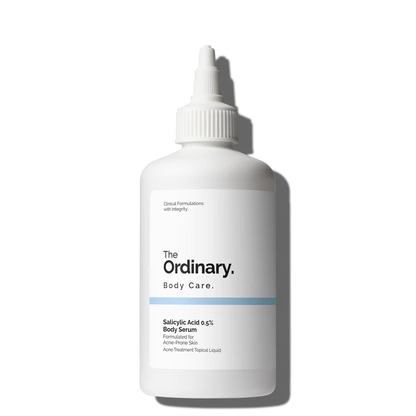 The Ordinary Salicylic Acid 0.5% Body Serum 240mL bottle for targeted treatment of body acne, congestion, and texture - Official US Edition.