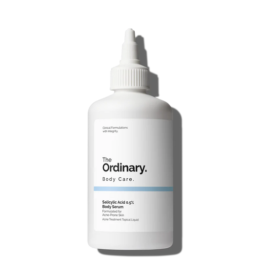 The Ordinary Salicylic Acid 0.5% Body Serum 240mL bottle for targeted treatment of body acne, congestion, and texture - Official US Edition.
