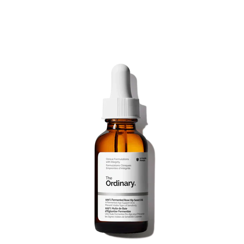 The Ordinary 100% Fermented Rose Hip Seed Oil 30ml bottle for advanced soothing and anti-aging treatment - Official US Edition.