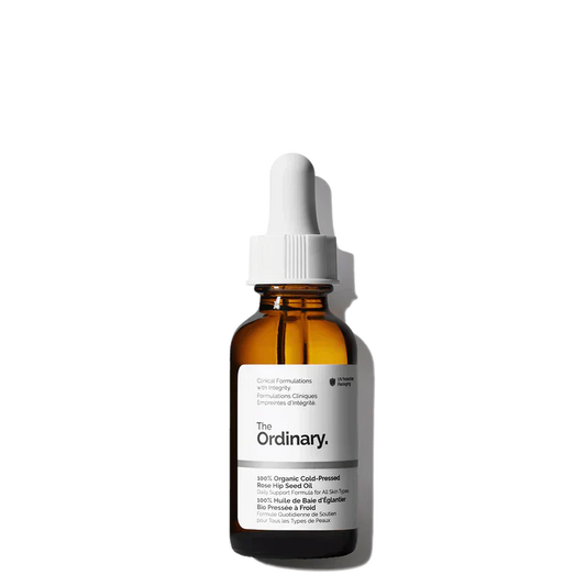 The Ordinary 100% Organic Cold-Pressed Rose Hip Seed Oil 30ml bottle for pure anti-aging and hydration - Official US Edition.