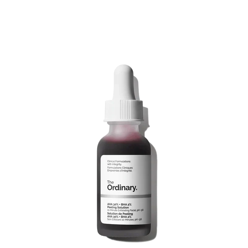 The Ordinary AHA 30% + BHA 2% Peeling Solution 30ml bottle for advanced 10-minute exfoliating facial - Official US Edition.