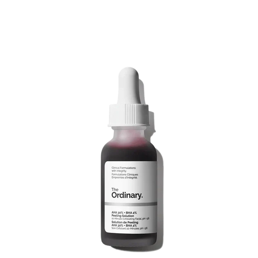 The Ordinary AHA 30% + BHA 2% Peeling Solution 30ml bottle for advanced 10-minute exfoliating facial - Official US Edition.