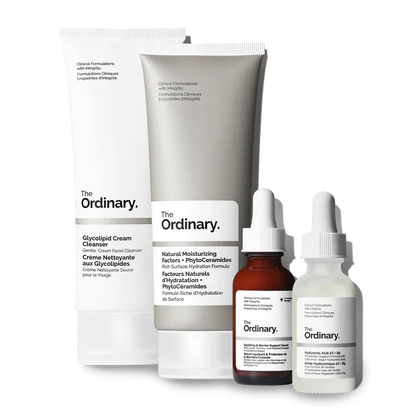The Ordinary The Barrier Support Collection 4-step regimen for skin SOS and recovery including Pink Serum, Squalane Cleanser, NMF, and Squalane - Official US Edition.