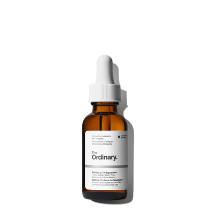 The Ordinary Retinol 1% in Squalane 30ml bottle for high-strength advanced anti-aging and professional resurfacing - Official US Edition.