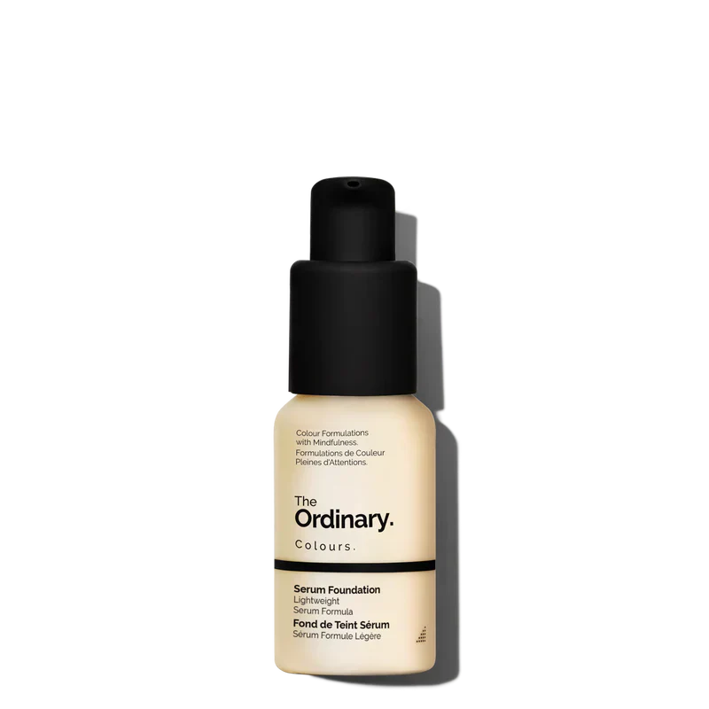 The Ordinary Serum Foundation 30ml bottle for lightweight natural-finish coverage in inclusive shades - Official US Edition.